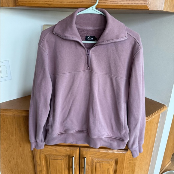 ZYIA Soft Lilac 1/4 Zip Cowl Pocket Jacket - Picture 2 of 2